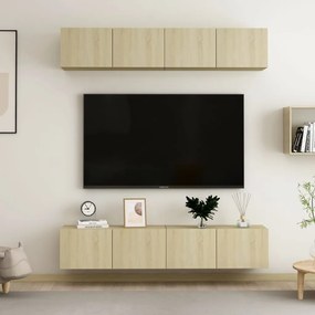 Mobili Tv 4 Pz Rovere Sonoma 80x30x30 Cm İn Legno Multistrato /