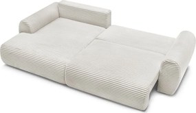 Divano angolare color crema allungabile (con penisola a sinistra) con rivestimento in velluto a coste Lucien – Bobochic Paris