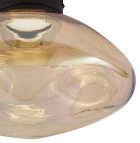 Plafoniera di design nera con vetro ambrato - Gemma