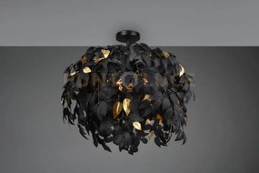 Leavy plafoniera foglie lavabili nero e oro d. 70cm 3 luci attacco e14