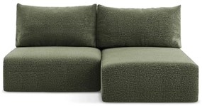 Divano angolare verde allungabile/con contenitore (con penisola a destra) Kalena – Makamii