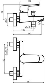 Novaservis - Set per vasca con miscelatore TITANIA COSMOS, cromo lucido