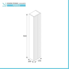 Pensile bagno sospeso cannettato H 150 cm bianco opaco Bali