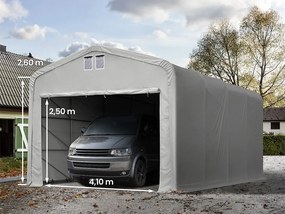 TOOLPORT 5x8m tenda garage 2,6m, PVC 850, grigio, con statica (sottofondo in terra) - (99402)