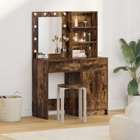 Set di toeletta in 2 pezzi con led in rovere affumicato e legno ingegnerizzato