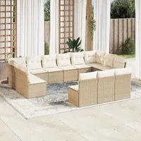 Set Divano da Giardino 13 pz con Cuscini Beige in Polyrattan 3250227