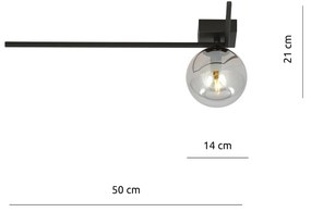 Plafoniera Moderna 1 Luce Imago 1130/1F In Acciaio Nero Vetro Fumè