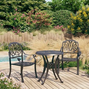 Set Da Bistrot 3 Pz İn Alluminio Pressofuso Nero /