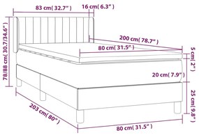 Giroletto a Molle con Materasso Grigio Scuro 80x200 cm Tessuto