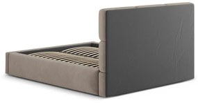 Letto matrimoniale imbottito marrone chiaro con contenitore con rete inclusa 140x200 cm Libera – Windsor &amp; Co Sofas