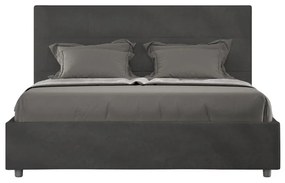 Letto imbottito Matrimoniale 160x190 cm Mika - Con rete,Microfibra,Grigio