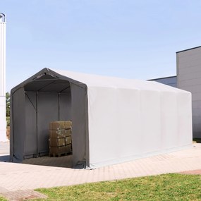TOOLPORT 4x10 m tendostruttura, altezza 3,0m porta a cerniera, PVC 850, grigio, senza statica - (79874)