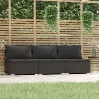 Divano a 3 Posti con Cuscini in Polyrattan Nero 317528