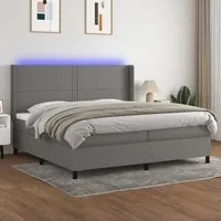 Letto a Molle Materasso e LED Grigio Scuro 200x200cm in Tessuto 3138262