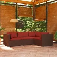 Set Divani da Giardino 4 pz con Cuscini in Polyrattan Marrone 3101675