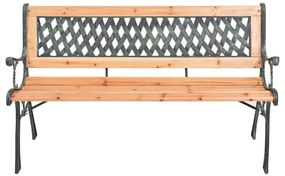 Panca da giardino 116 cm in ghisa e legno massello di abete