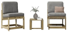 Set Salotto Da Giardino 3 Pz İn Legno Impregnato Di Pino /