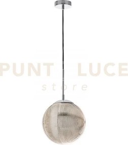 Lampadario a sospensione greenwich sfera cromo e fume' 1 luce attac...