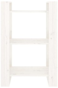 Libreria/divisorio bianco 60x35x91 cm in legno massello di pino