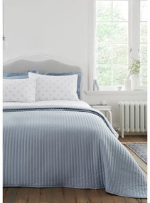 Copriletto blu con rivestimento trapuntato 230x220 cm Quilted Lines – Bianca