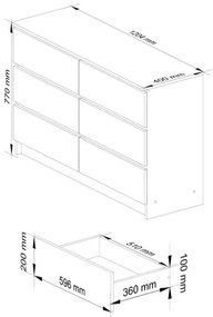 Cassettiera Credenza 120x40x77 Cm 6 Cassetti Artika Bianco Opaco