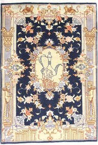 Tabriz Tappeto 90 x 50 Blu (Iran) Annodato A Mano