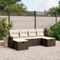 Set Divano da Giardino 6 pz con Cuscini Marrone in Polyrattan 3263859