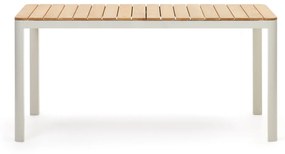 Kave Home - Tavolo 100% da esterno Bona legno massello di teca e alluminio finitura bianca 160 x 90 cm