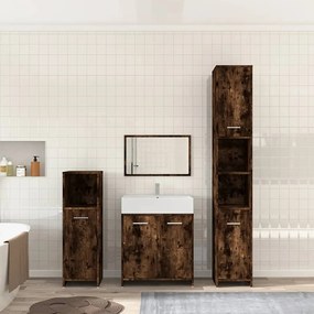 Set Mobili Da Bagno 4 Pz Rovere Fumo İn Legno Multistrato /