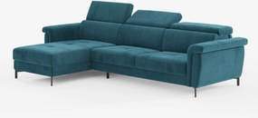 Capri Divano letto angolare con penisola contenitore e poggiatesta reclinabili - elegante tessuto smacchiabile T30