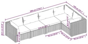 Set Divani da Giardino 5 pz con Cuscini in Polyrattan Grigio