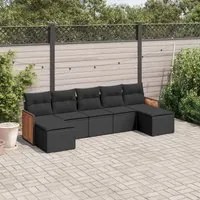 Set Divani da Giardino con Cuscini 7pz Nero Polyrattan 3260312