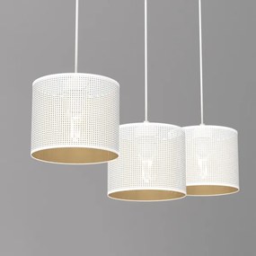 Lampadario a sospensione con filo LOFT SHADE 3xE27/60W/230V bianco/oro