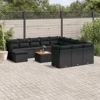 Set Divani da Giardino 13pz con Cuscini Nero in Polyrattancod mxl 89501