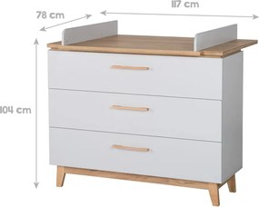 Cassettiera bassa grigio chiaro in rovere con fasciatoio 117x104 cm Caro - Roba