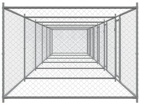 Gabbia per cani con porte grigia 12x2x1,5 m in acciaio zincato