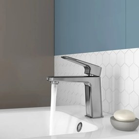Rubinetto per lavabo a canna media REMIX cromato lucido SENSEA H 18.1 cm