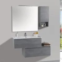 Mobile da Bagno Sospeso 100cm Pensile P18cm Mazzoni Boston 15 Grigio Cemento