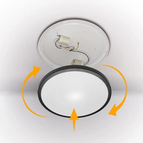 Plafoniera 2xE27 Nera IP44 - Ø330mm da soffitto e parete