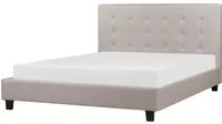 Letto imbottito tessuto grigio chiaro rete a doghe testiera trapuntata 160 x 200 cm