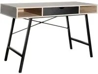 Gisele - scrivania in legno e metallo con cassetto + 2 vani - 120x48x76 cm