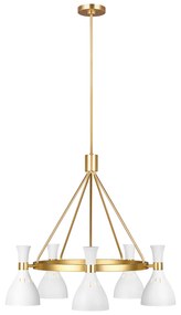 Lampadario Contemporaneo Joan Acciaio Bianco Opaco Ottone Brunito 5 Luci E27