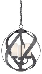 Lampadario Per Esterno Nordico Blacksmith Acciaio Nero Antico Vetro 3 Luci E14