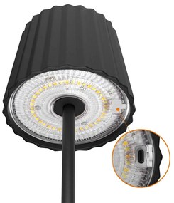 Lampada da Tavolo Ricaricabile 2.2W, IP54 CCT Dimmerabile - Nero Rigato Colore del corpo Nero