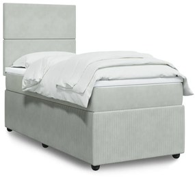 Giroletto A Molle Con Materasso Grigio Chiaro 100x200cm Velluto /
