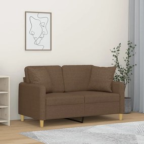 Divano A 2 Posti Con Cuscini Marrone 120 Cm İn Tessuto /