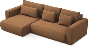 Divano angolare color terracotta allungabile/con contenitore (con penisola a sinistra/con chaise lounge) Kapua – Makamii