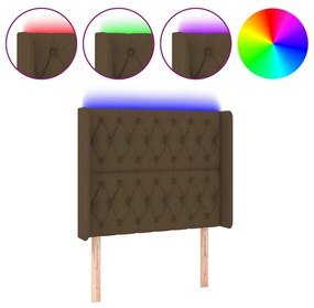 Testiera a led marrone scuro 103x16x118/128 cm in tessuto