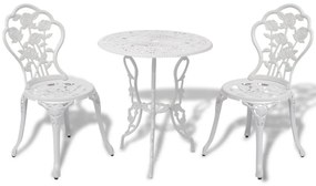 Set Da Bistrot 3 Pz İn Alluminio Pressofuso Bianco /