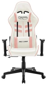 Sedia da gaming bianca e rosa in similpelle